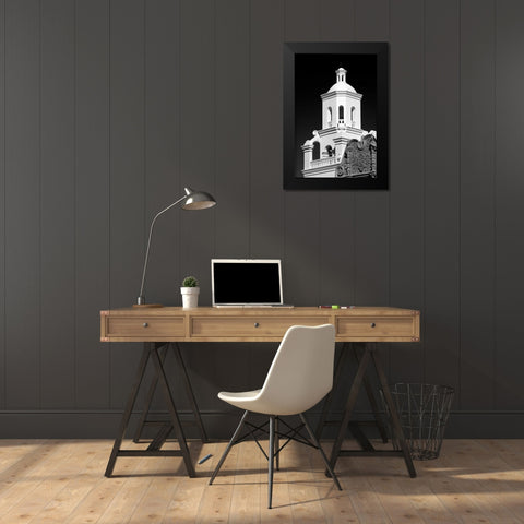 West Bell Tower BW Black Modern Wood Framed Art Print by Taylor, Douglas