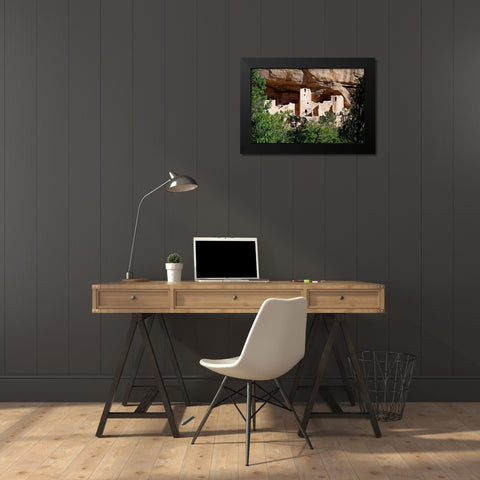 Cliff Dwelling At Mesa Verde Black Modern Wood Framed Art Print by Taylor, Douglas