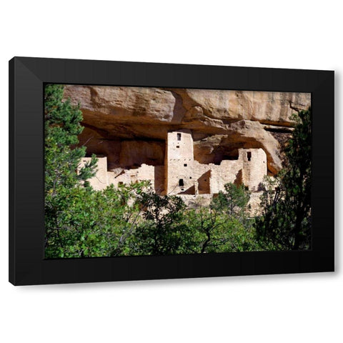 Cliff Dwelling At Mesa Verde Black Modern Wood Framed Art Print by Taylor, Douglas