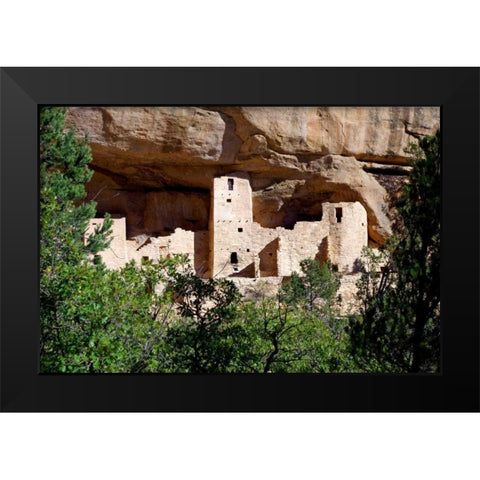 Cliff Dwelling At Mesa Verde Black Modern Wood Framed Art Print by Taylor, Douglas
