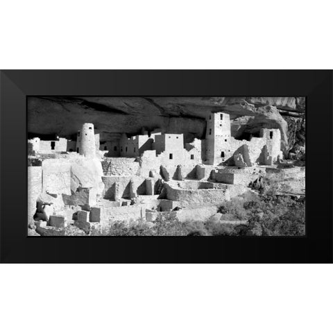 Cliff Palace at Mesa Verde BW Black Modern Wood Framed Art Print by Taylor, Douglas