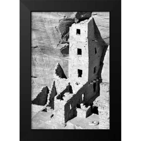 Square Tower House BW Black Modern Wood Framed Art Print by Taylor, Douglas