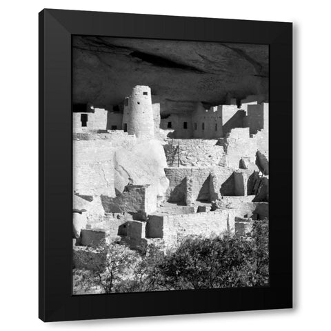 Cliff Palace Pueblo Portrait BW Black Modern Wood Framed Art Print by Taylor, Douglas