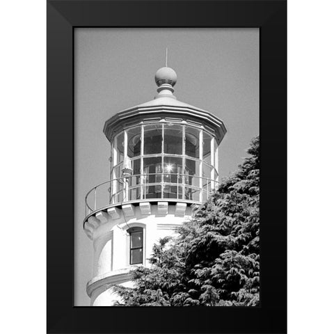 Umpqua River Lighthouse BW Black Modern Wood Framed Art Print by Taylor, Douglas