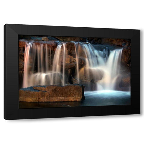 Sunset Waterfall I Black Modern Wood Framed Art Print with Double Matting by Taylor, Douglas