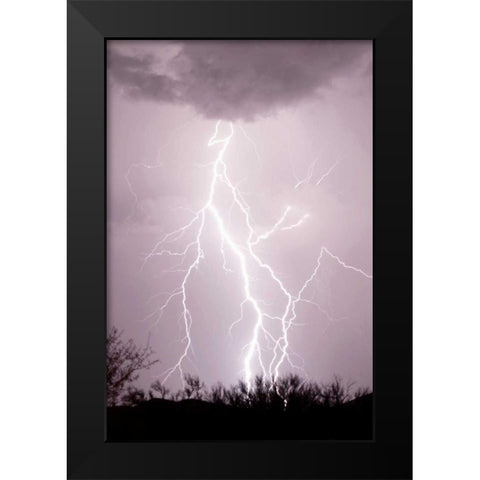 Dancing Lightning Black Modern Wood Framed Art Print by Taylor, Douglas