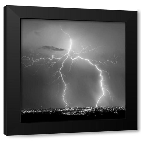 Urban Lightning I BW Black Modern Wood Framed Art Print by Taylor, Douglas