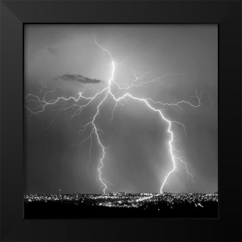 Urban Lightning I BW Black Modern Wood Framed Art Print by Taylor, Douglas
