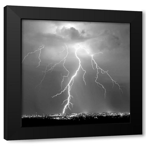 Urban Lightning II BW Black Modern Wood Framed Art Print with Double Matting by Taylor, Douglas