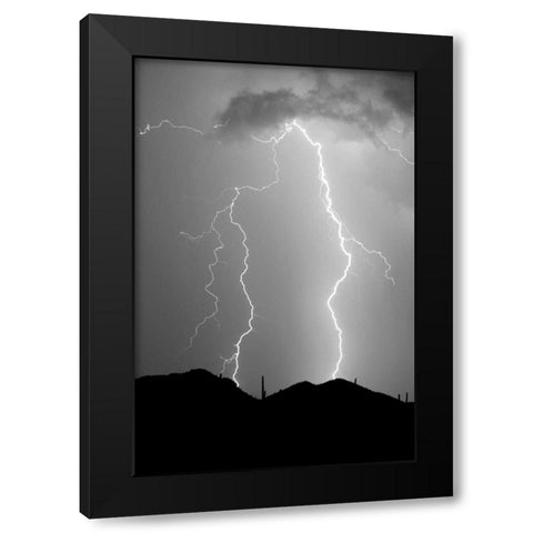 Summer Lightning BW Black Modern Wood Framed Art Print with Double Matting by Taylor, Douglas