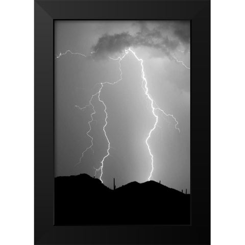 Summer Lightning BW Black Modern Wood Framed Art Print by Taylor, Douglas