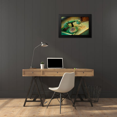 Vintage Phone I Black Modern Wood Framed Art Print by Clayton-Thompson, Philip
