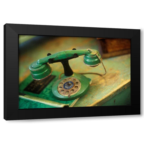 Vintage Phone I Black Modern Wood Framed Art Print with Double Matting by Clayton-Thompson, Philip