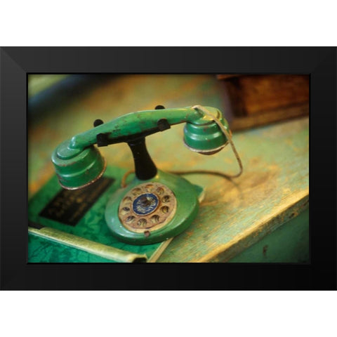 Vintage Phone I Black Modern Wood Framed Art Print by Clayton-Thompson, Philip