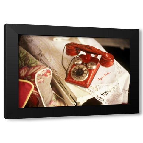 Vintage Phone II Black Modern Wood Framed Art Print with Double Matting by Clayton-Thompson, Philip