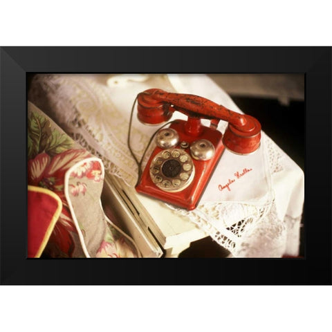 Vintage Phone II Black Modern Wood Framed Art Print by Clayton-Thompson, Philip