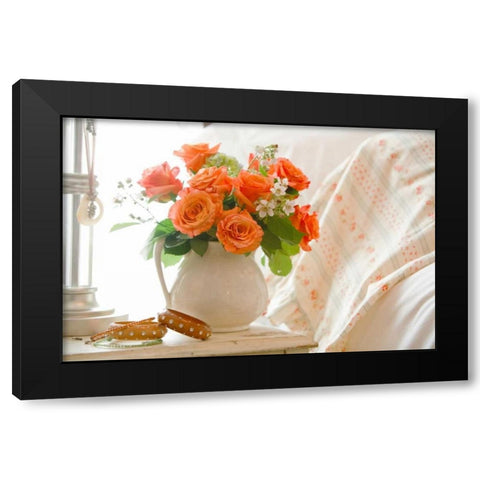 Orange Roses I Black Modern Wood Framed Art Print with Double Matting by Clayton-Thompson, Philip