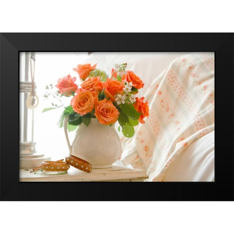 Orange Roses I Black Modern Wood Framed Art Print by Clayton-Thompson, Philip