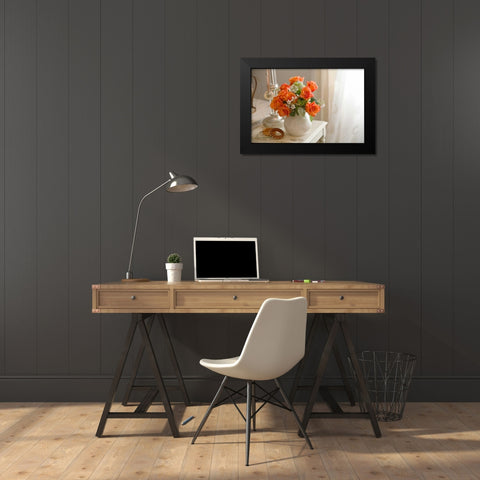 Orange Roses II Black Modern Wood Framed Art Print by Clayton-Thompson, Philip