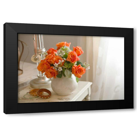 Orange Roses II Black Modern Wood Framed Art Print with Double Matting by Clayton-Thompson, Philip