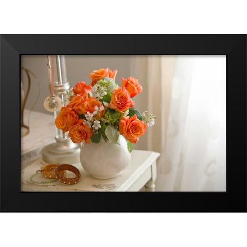 Orange Roses II Black Modern Wood Framed Art Print by Clayton-Thompson, Philip