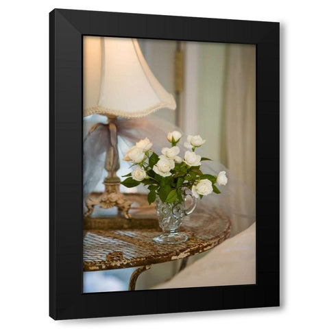 White Roses I Black Modern Wood Framed Art Print with Double Matting by Clayton-Thompson, Philip