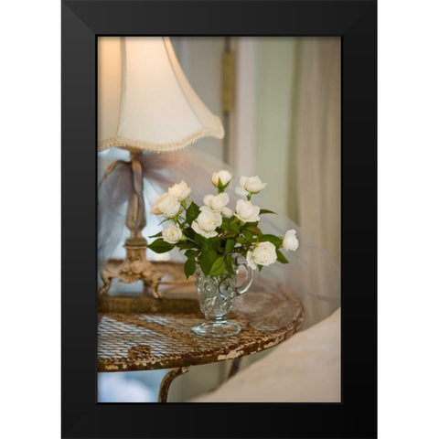 White Roses I Black Modern Wood Framed Art Print by Clayton-Thompson, Philip