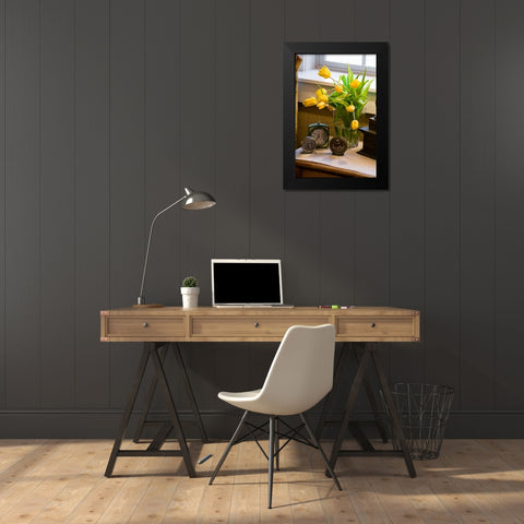 Yellow Tulips I Black Modern Wood Framed Art Print by Clayton-Thompson, Philip