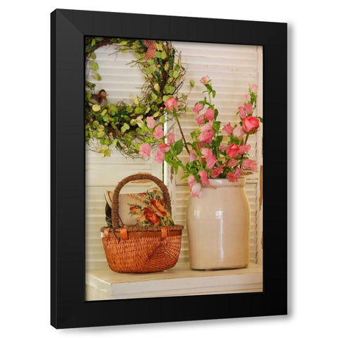 Pink Roses I Black Modern Wood Framed Art Print with Double Matting by Clayton-Thompson, Philip