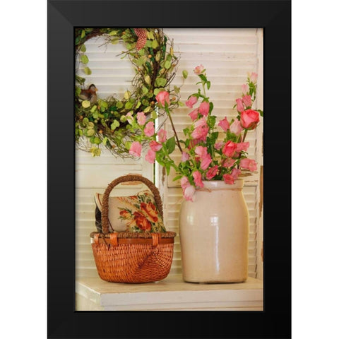 Pink Roses I Black Modern Wood Framed Art Print by Clayton-Thompson, Philip