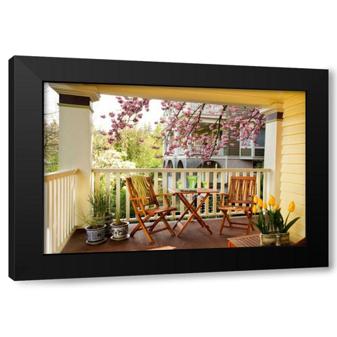 Dining on the Porch I Black Modern Wood Framed Art Print with Double Matting by Clayton-Thompson, Philip
