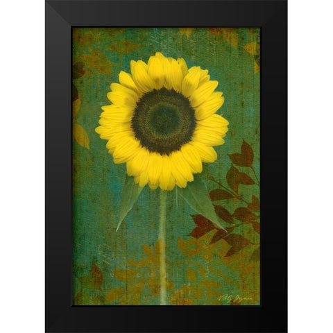 Sunflower Black Modern Wood Framed Art Print by Geyman, Vitaly