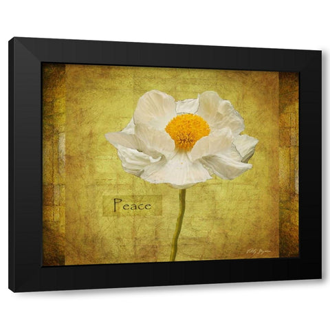 White Poppy Peace Black Modern Wood Framed Art Print with Double Matting by Geyman, Vitaly