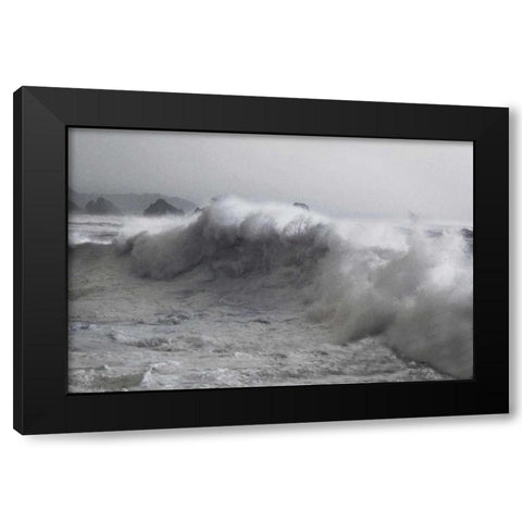 Blue Wave Black Modern Wood Framed Art Print with Double Matting by Geyman, Vitaly