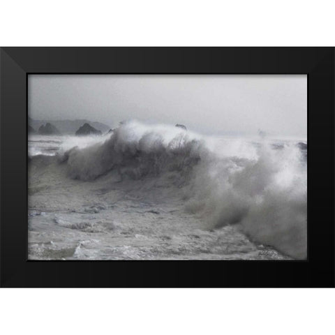 Blue Wave Black Modern Wood Framed Art Print by Geyman, Vitaly