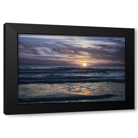 Purple Sunset Black Modern Wood Framed Art Print with Double Matting by Geyman, Vitaly