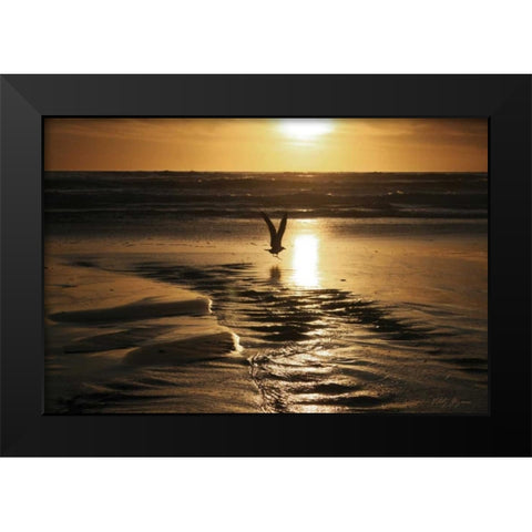 Sunset Bird Black Modern Wood Framed Art Print by Geyman, Vitaly