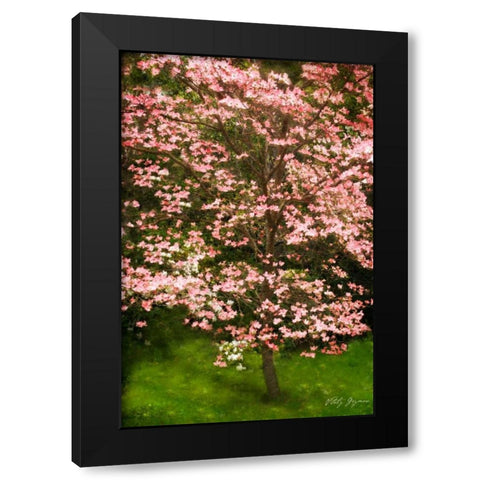Festive Dogwood Black Modern Wood Framed Art Print with Double Matting by Geyman, Vitaly
