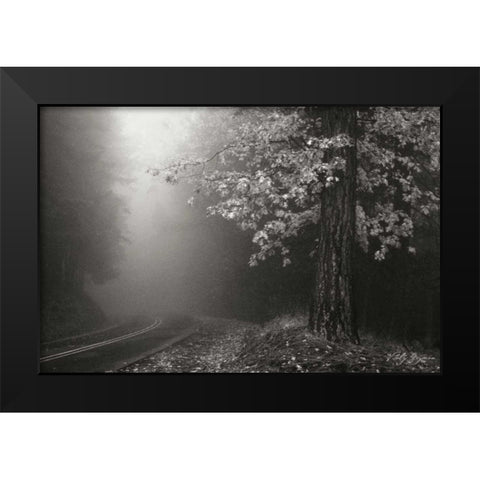 Misty Yellow Tree BandW Black Modern Wood Framed Art Print by Geyman, Vitaly
