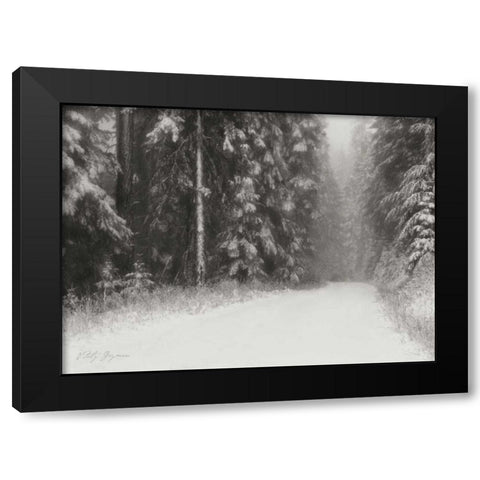 Winter Pine Tree Paradise BandW Black Modern Wood Framed Art Print with Double Matting by Geyman, Vitaly