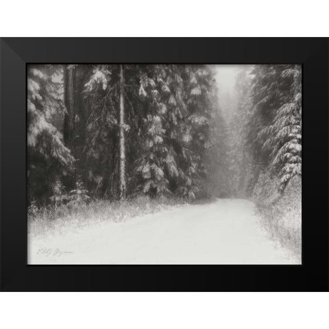 Winter Pine Tree Paradise BandW Black Modern Wood Framed Art Print by Geyman, Vitaly