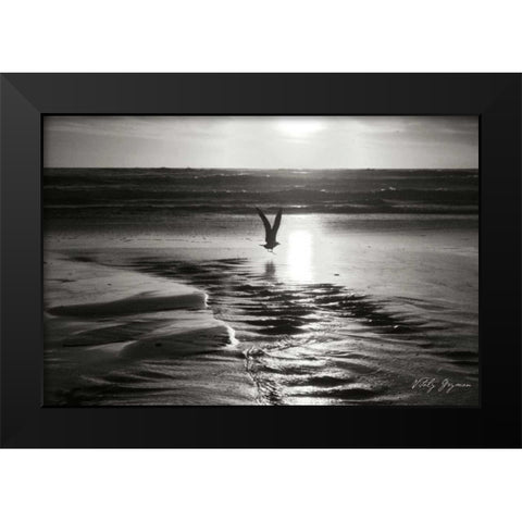 Sunset Bird BandW Black Modern Wood Framed Art Print by Geyman, Vitaly