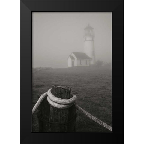 Misty Lighthouse I Black Modern Wood Framed Art Print by Geyman, Vitaly