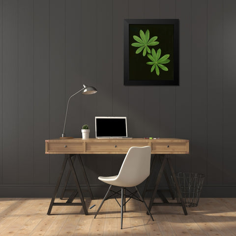 Green Leaves I Black Modern Wood Framed Art Print by Geyman, Vitaly