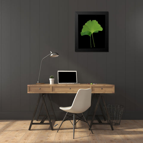 Green Leaves IV Black Modern Wood Framed Art Print by Geyman, Vitaly