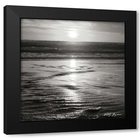 Golden Sunset Sq II BW Black Modern Wood Framed Art Print with Double Matting by Vitaly, Geyman