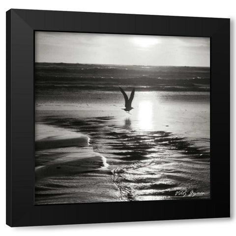 Sunset Bird Sq BW Black Modern Wood Framed Art Print by Vitaly, Geyman