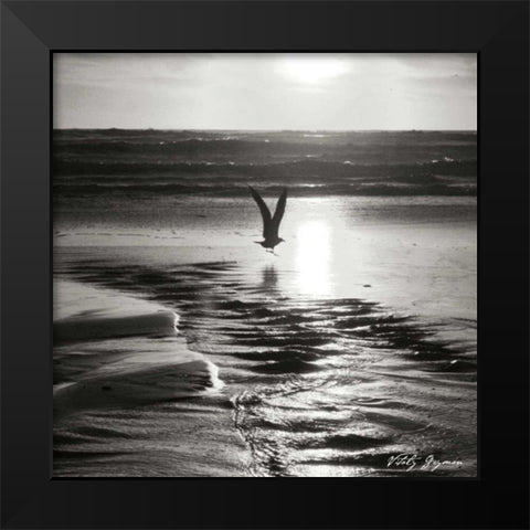 Sunset Bird Sq BW Black Modern Wood Framed Art Print by Vitaly, Geyman