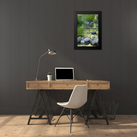 Lucious Falls I Black Modern Wood Framed Art Print by Geyman, Vitaly