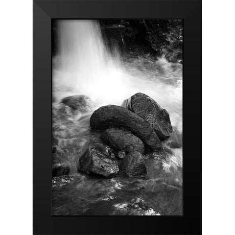 Rock Sculpture Black Modern Wood Framed Art Print by Geyman, Vitaly